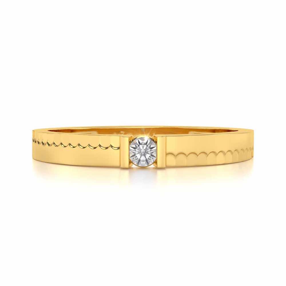 Edged Solitaire Silver Ring - Yellow Gold - Image 4