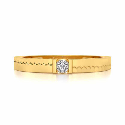 Edged Solitaire Silver Ring - Yellow Gold - Image 4