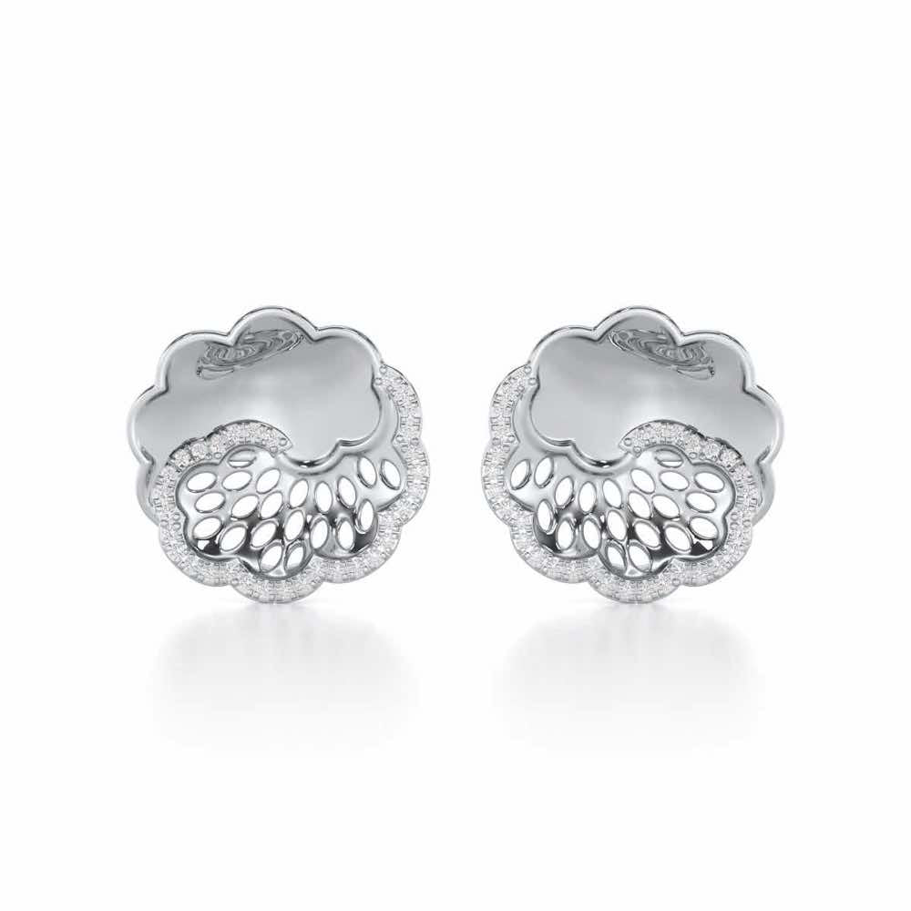 Effulgent Grace Silver Earrings - White Gold - Image 1