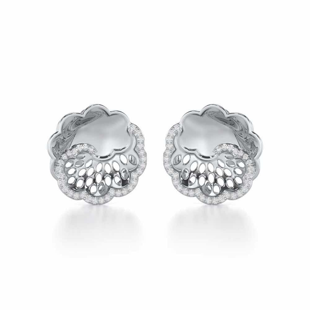Effulgent Grace Silver Earrings - White Gold - Image 2
