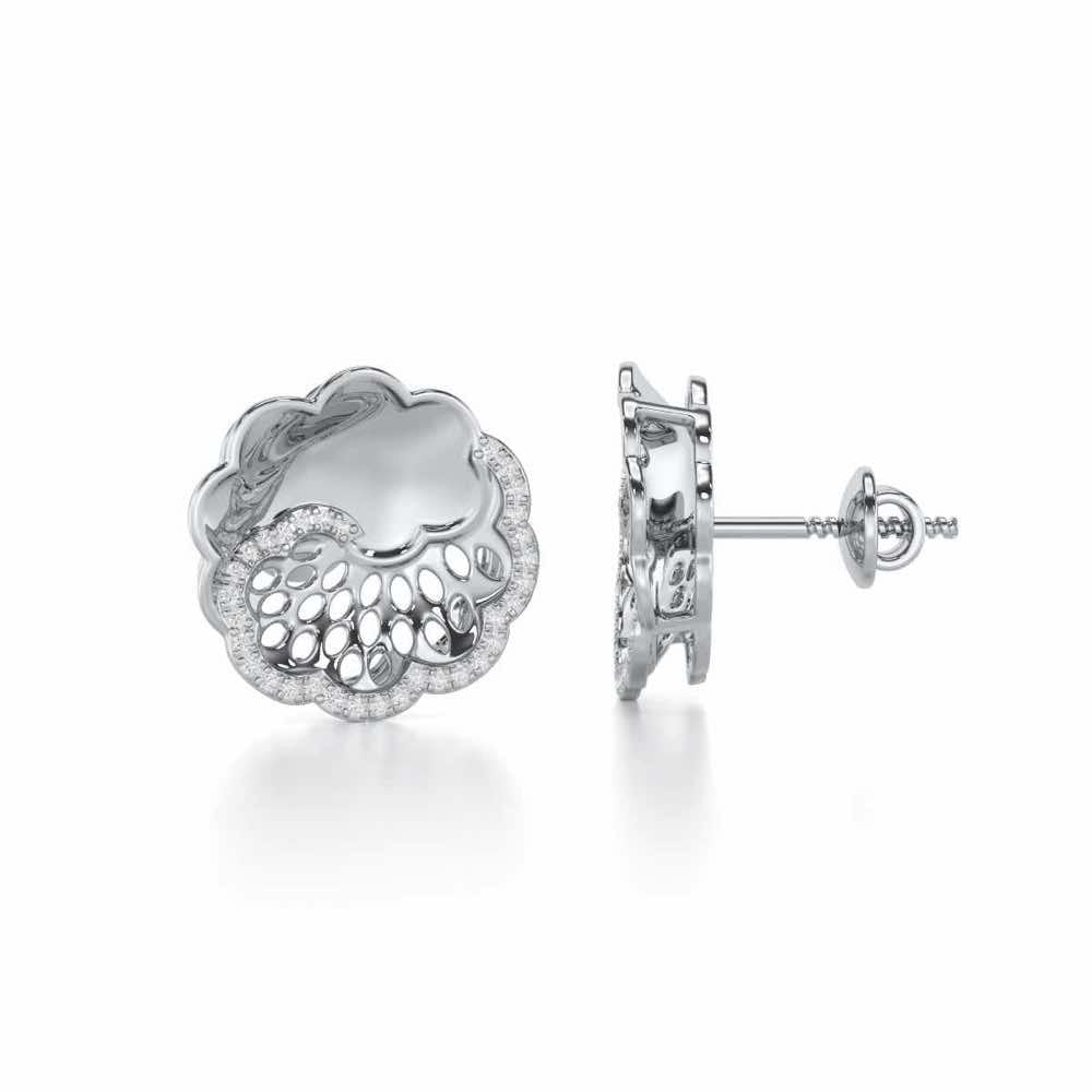 Effulgent Grace Silver Earrings - White Gold - Image 4