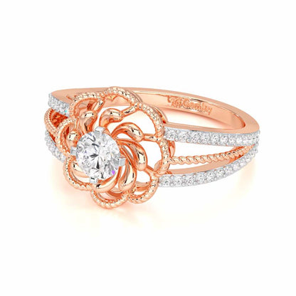Elegance Bloom Solitaire Ring - Rose Gold - Image 2