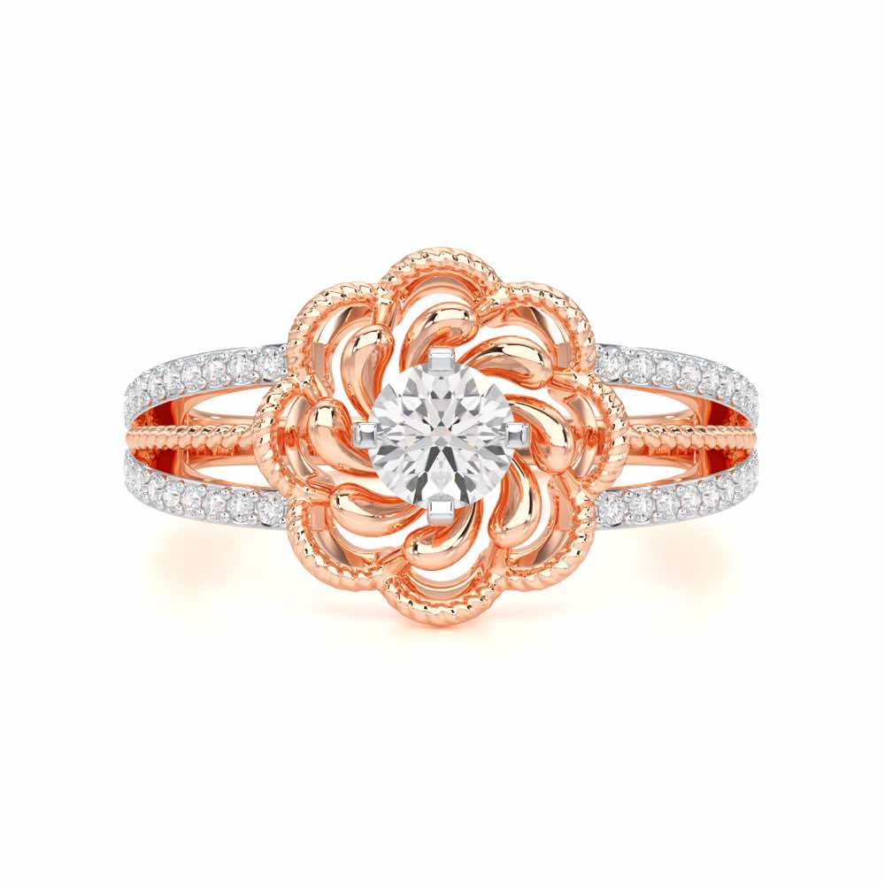 Elegance Bloom Solitaire Ring - Rose Gold - Image 4