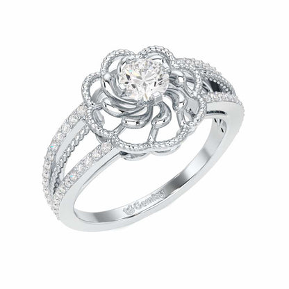 Elegance Bloom Solitaire Ring - White Gold - Image 1