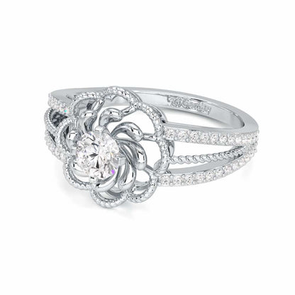Elegance Bloom Solitaire Ring - White Gold - Image 2
