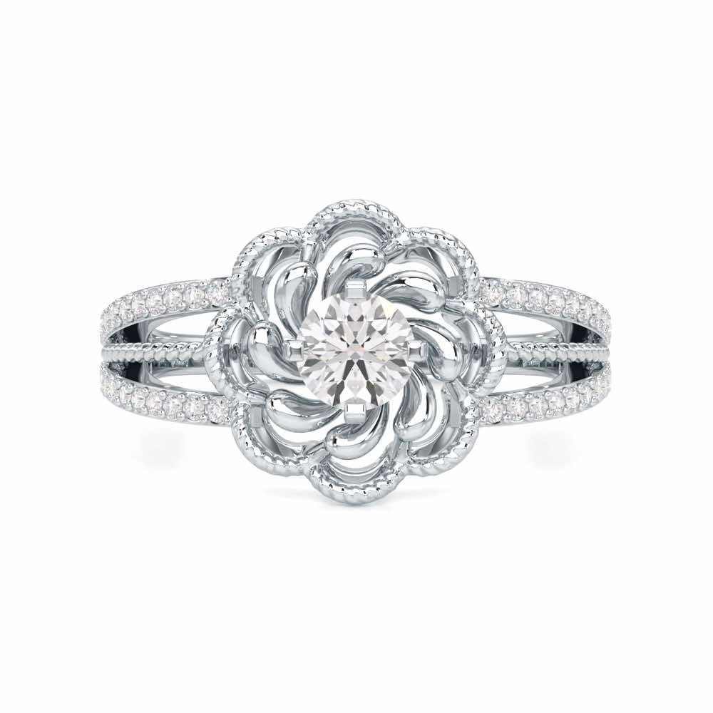 Elegance Bloom Solitaire Ring - White Gold - Image 4