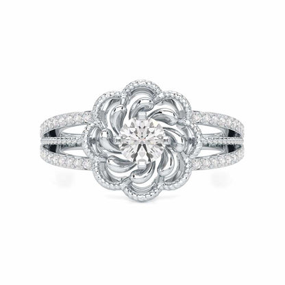 Elegance Bloom Solitaire Ring - White Gold - Image 4