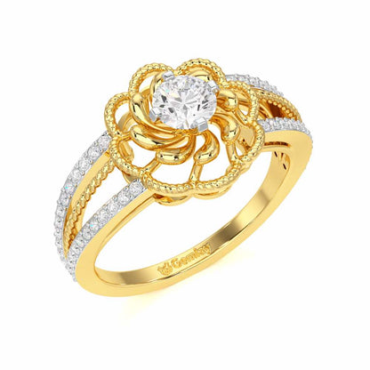 Elegance Bloom Solitaire Ring - Yellow Gold - Image 1