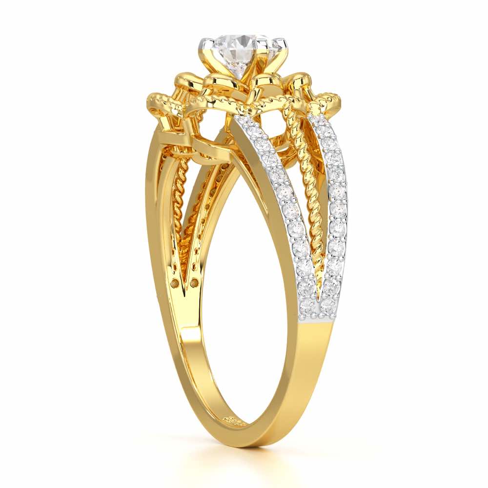 Elegance Bloom Solitaire Ring - Yellow Gold - Image 3