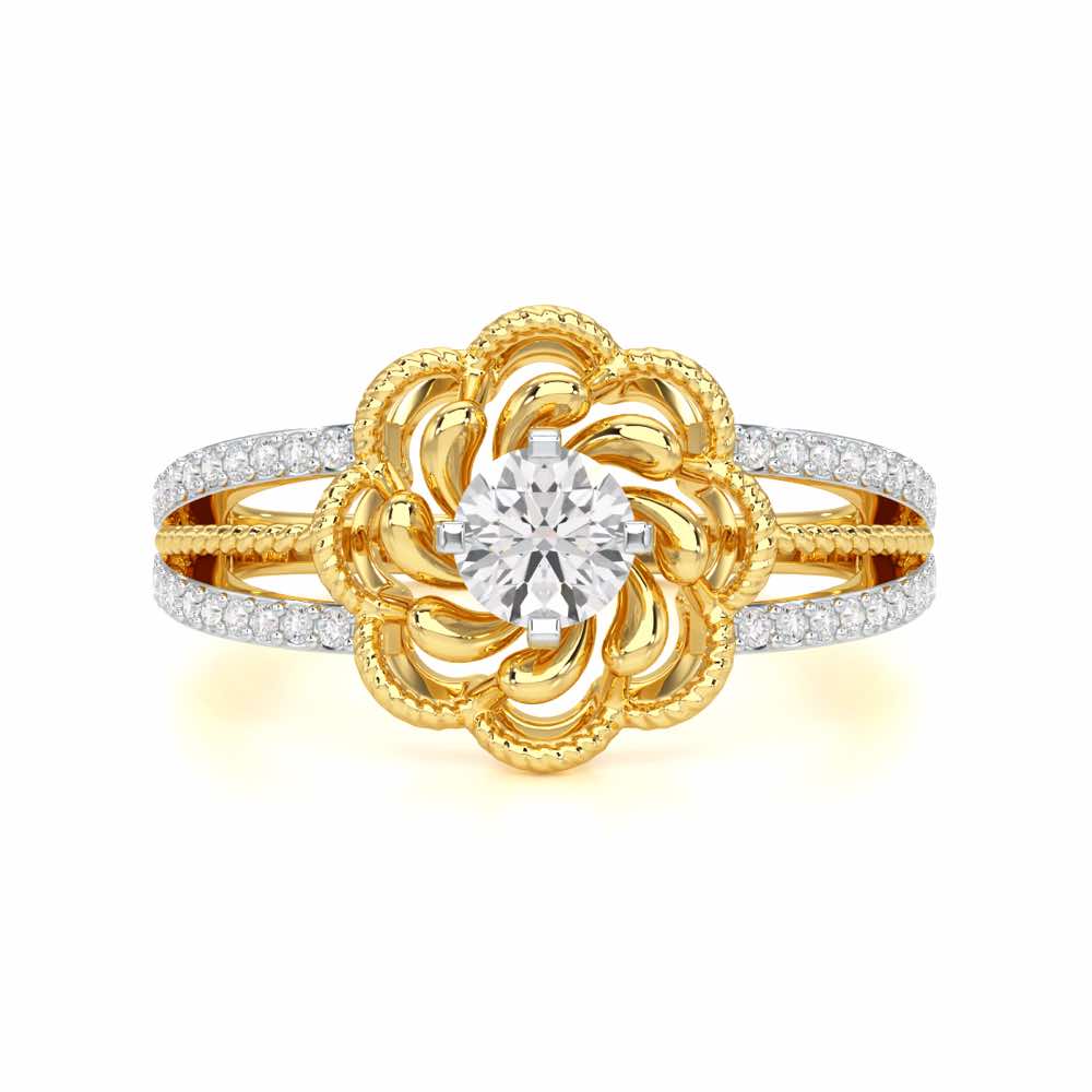 Elegance Bloom Solitaire Ring - Yellow Gold - Image 4