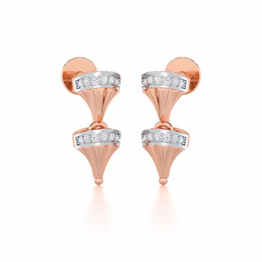 Elegance Gem Silver Earrings - Rose Gold - Image 2