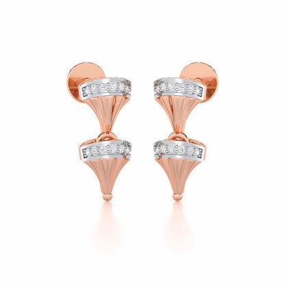 Elegance Gem Silver Earrings - Rose Gold - Image 2
