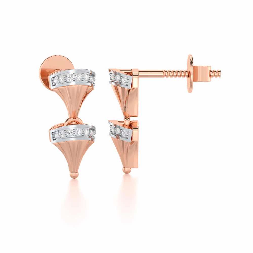 Elegance Gem Silver Earrings - Rose Gold - Image 4