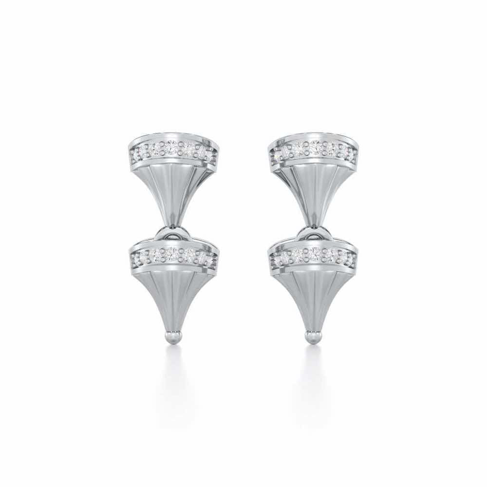 Elegance Gem Silver Earrings - White Gold - Image 1