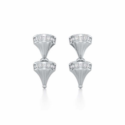 Elegance Gem Silver Earrings - White Gold - Image 1