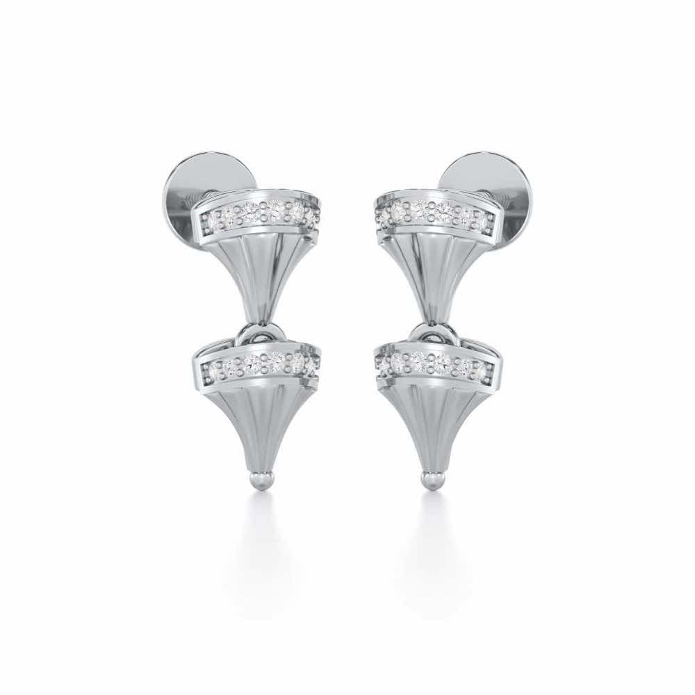 Elegance Gem Silver Earrings - White Gold - Image 2