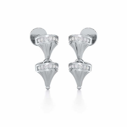 Elegance Gem Silver Earrings - White Gold - Image 2