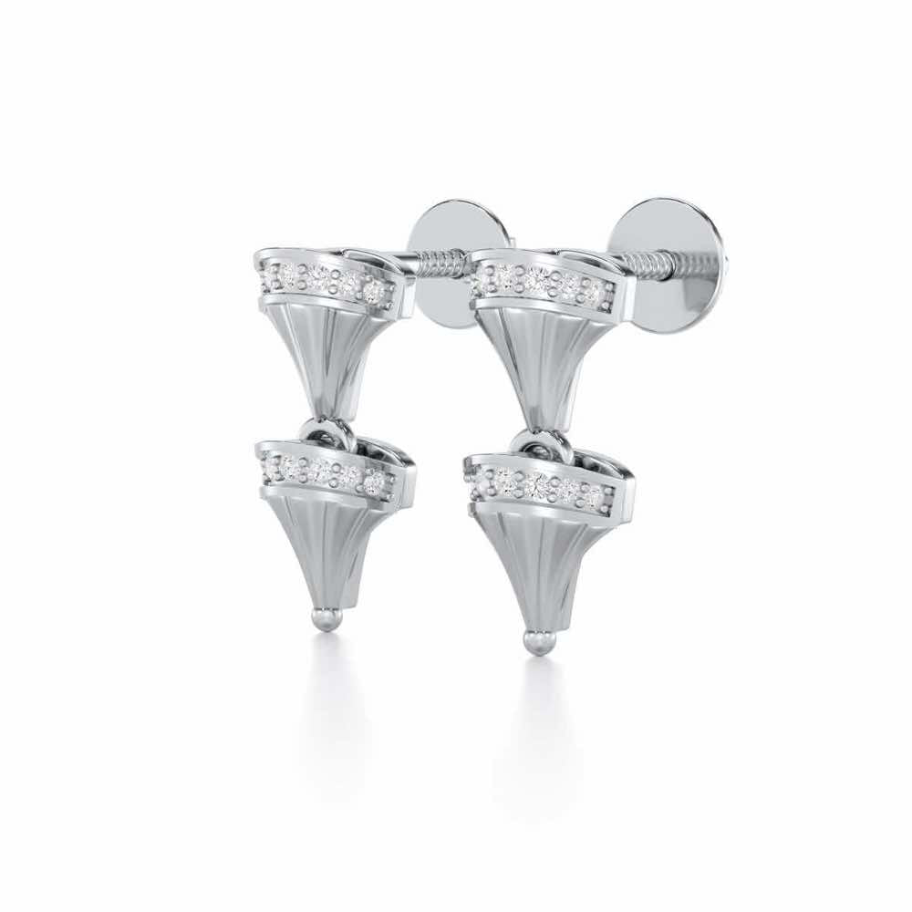Elegance Gem Silver Earrings - White Gold - Image 3