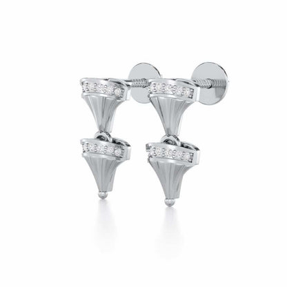 Elegance Gem Silver Earrings - White Gold - Image 3