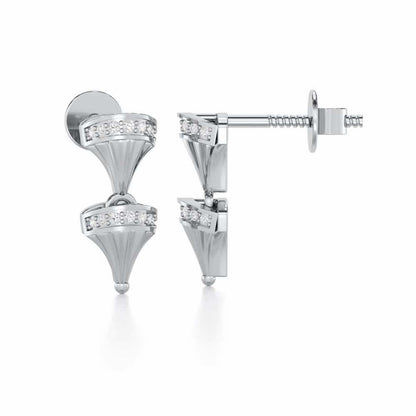Elegance Gem Silver Earrings - White Gold - Image 4
