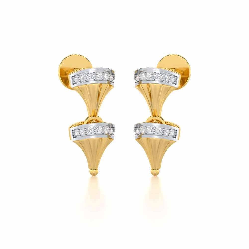 Elegance Gem Silver Earrings - Yellow Gold - Image 2