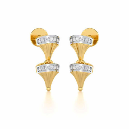 Elegance Gem Silver Earrings - Yellow Gold - Image 2