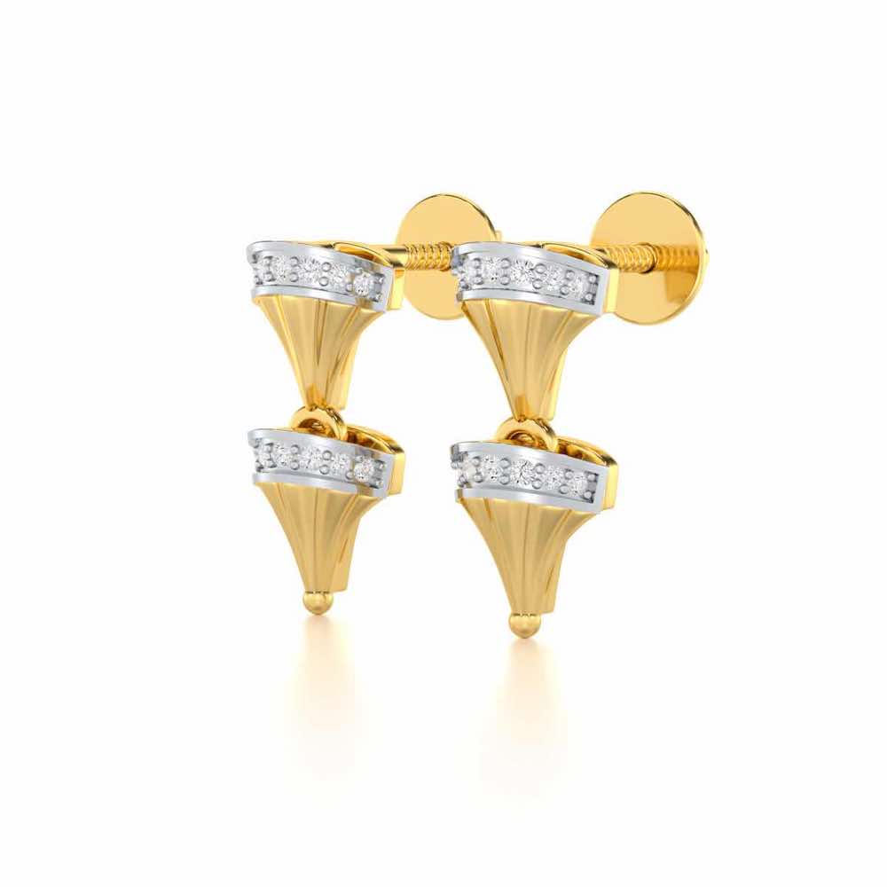 Elegance Gem Silver Earrings - Yellow Gold - Image 3
