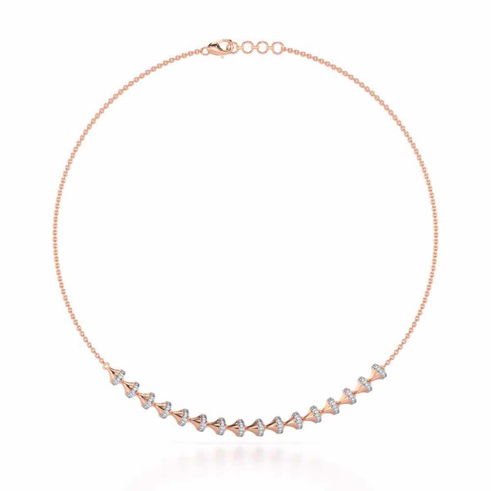 Elegance Gem Silver Necklace - Rose Gold - Image 2