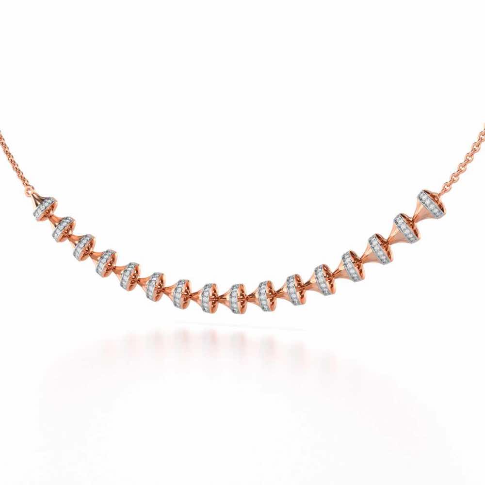 Elegance Gem Silver Necklace - Rose Gold - Image 3