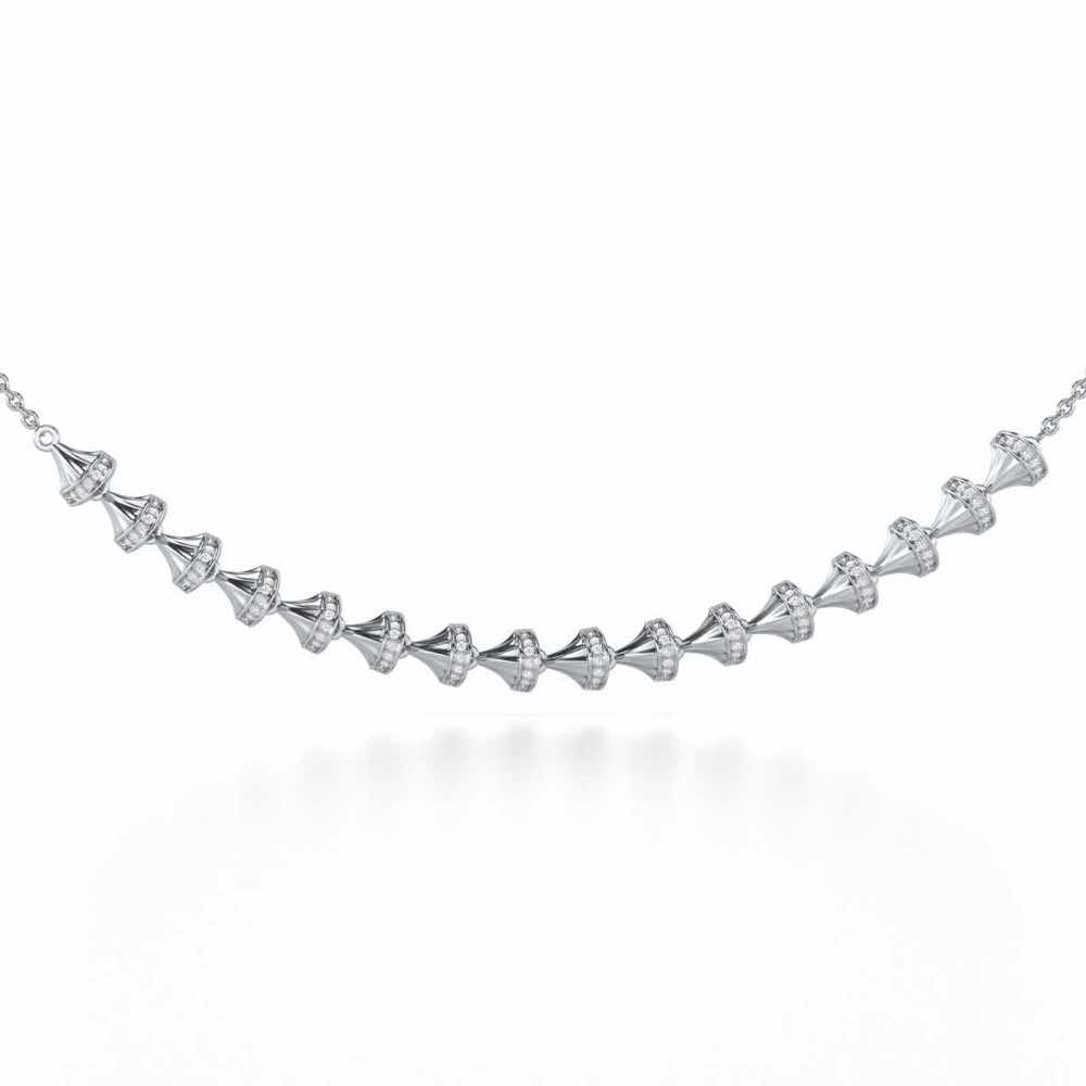 Elegance Gem Silver Necklace - White Gold - Image 1