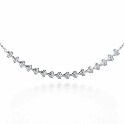 Elegance Gem Silver Necklace - White Gold - Image 1