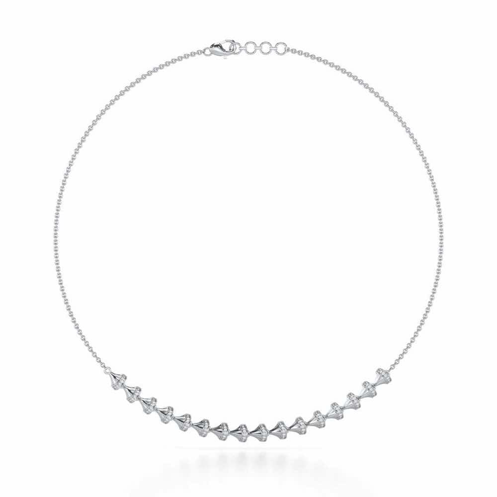 Elegance Gem Silver Necklace - White Gold - Image 2