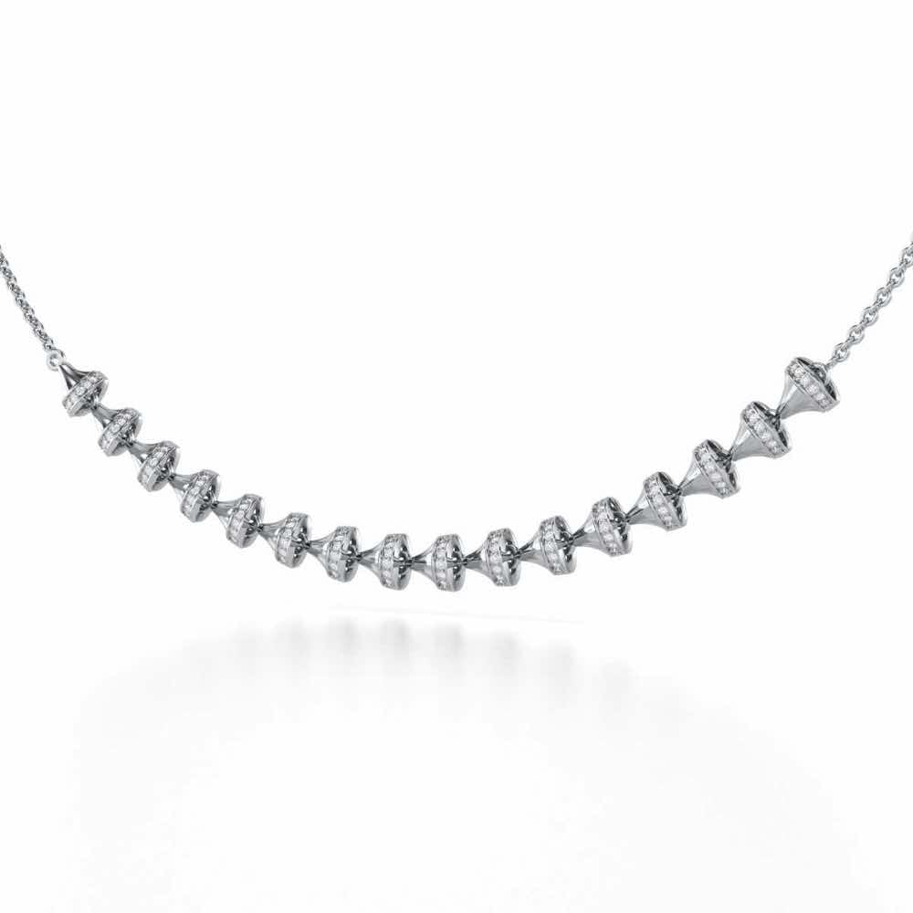 Elegance Gem Silver Necklace - White Gold - Image 3
