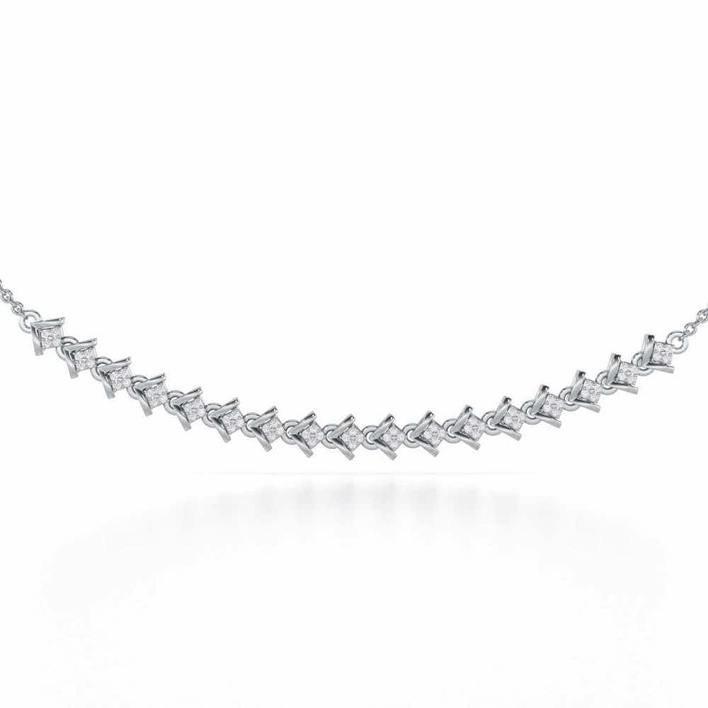 Elegance Redefined Silver Necklace - White Gold - Image 1