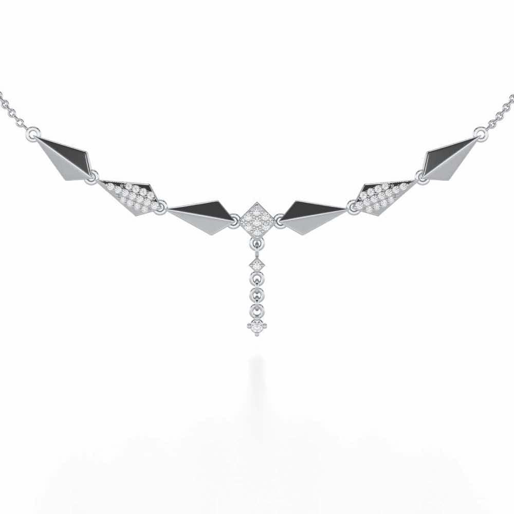Elegance Tassel Silver Necklace - White Gold - Image 1