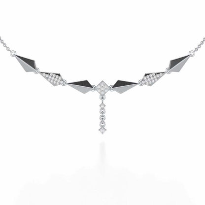 Elegance Tassel Silver Necklace - White Gold - Image 1