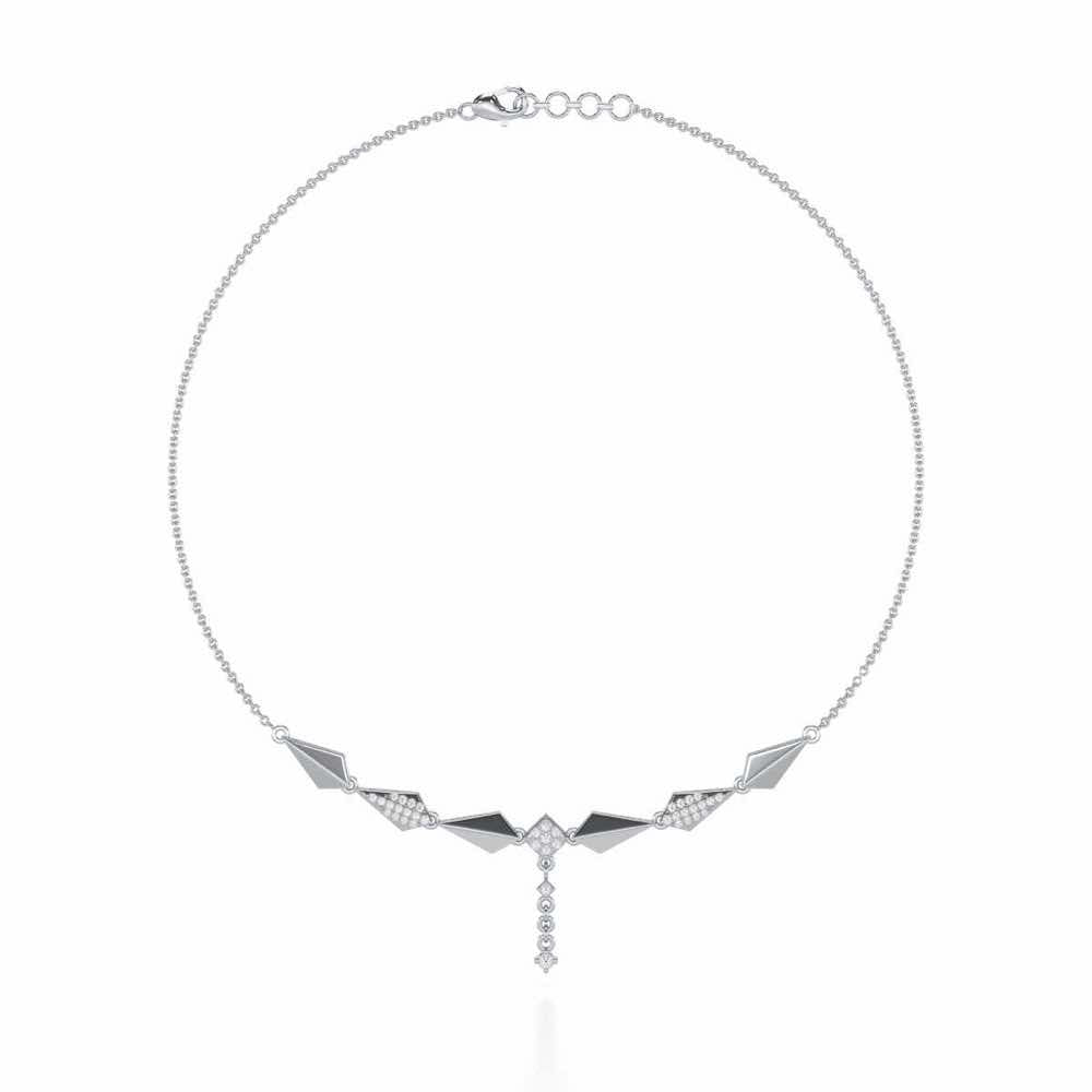 Elegance Tassel Silver Necklace - White Gold - Image 2