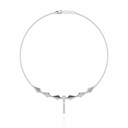 Elegance Tassel Silver Necklace - White Gold - Image 2