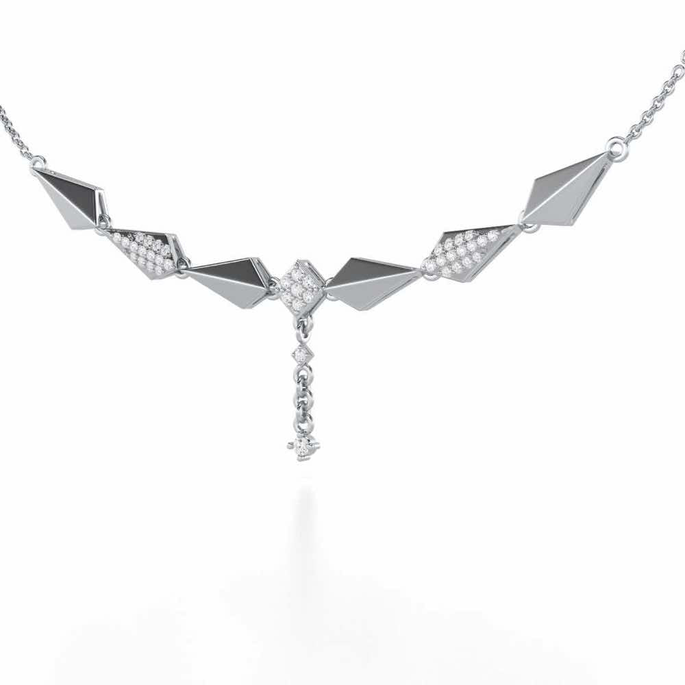 Elegance Tassel Silver Necklace - White Gold - Image 3