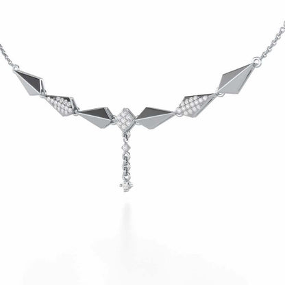 Elegance Tassel Silver Necklace - White Gold - Image 3