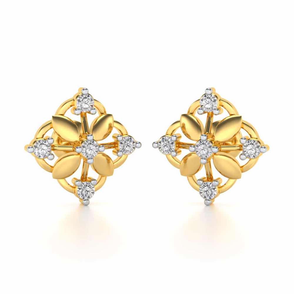 Elegant Silver Earrings - Yellow Gold - Image 1