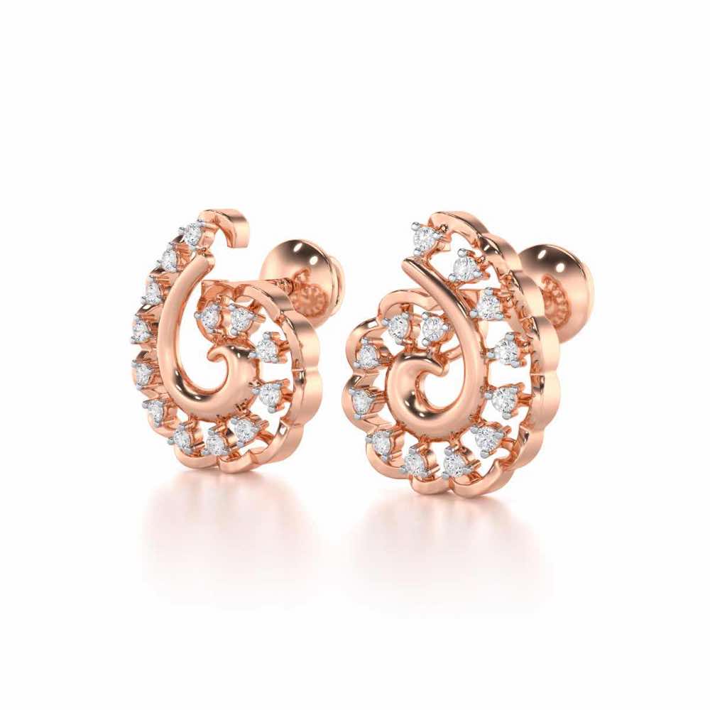 Elegant Twist Silver Earrings - Rose Gold - Image 3
