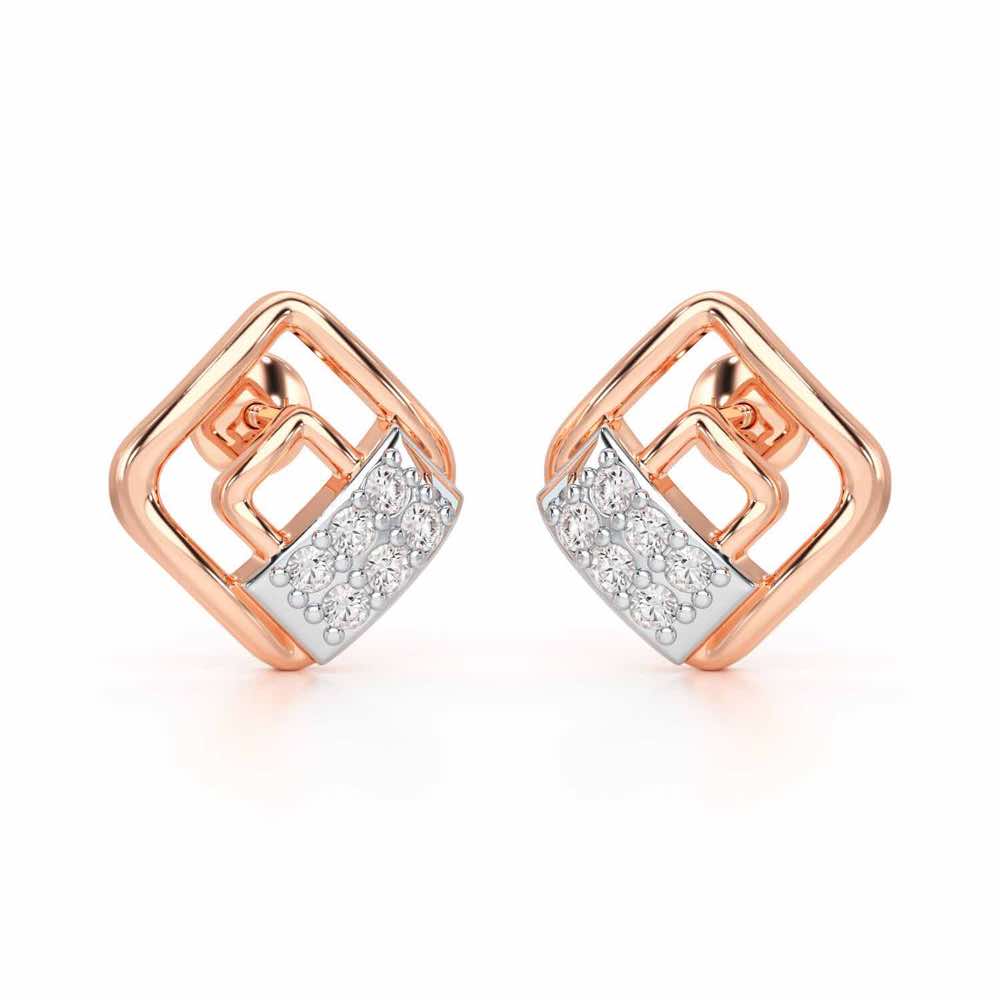 Eleganza Silver Earrings - Rose Gold - Image 1