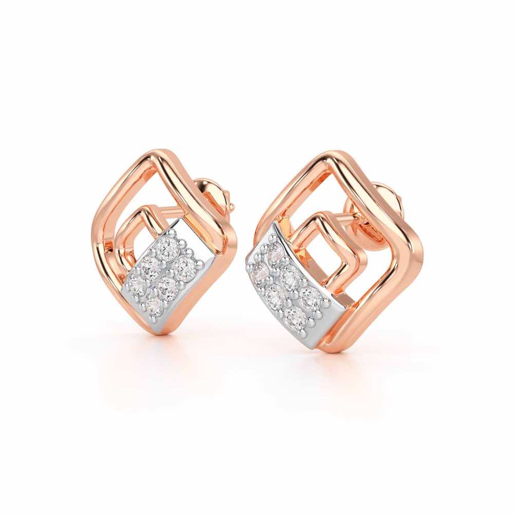 Eleganza Silver Earrings - Rose Gold - Image 3