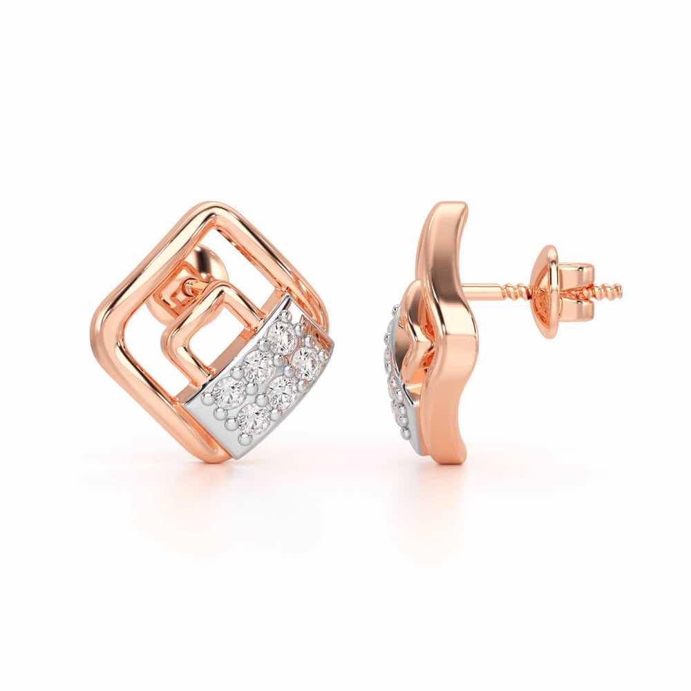Eleganza Silver Earrings - Rose Gold - Image 4