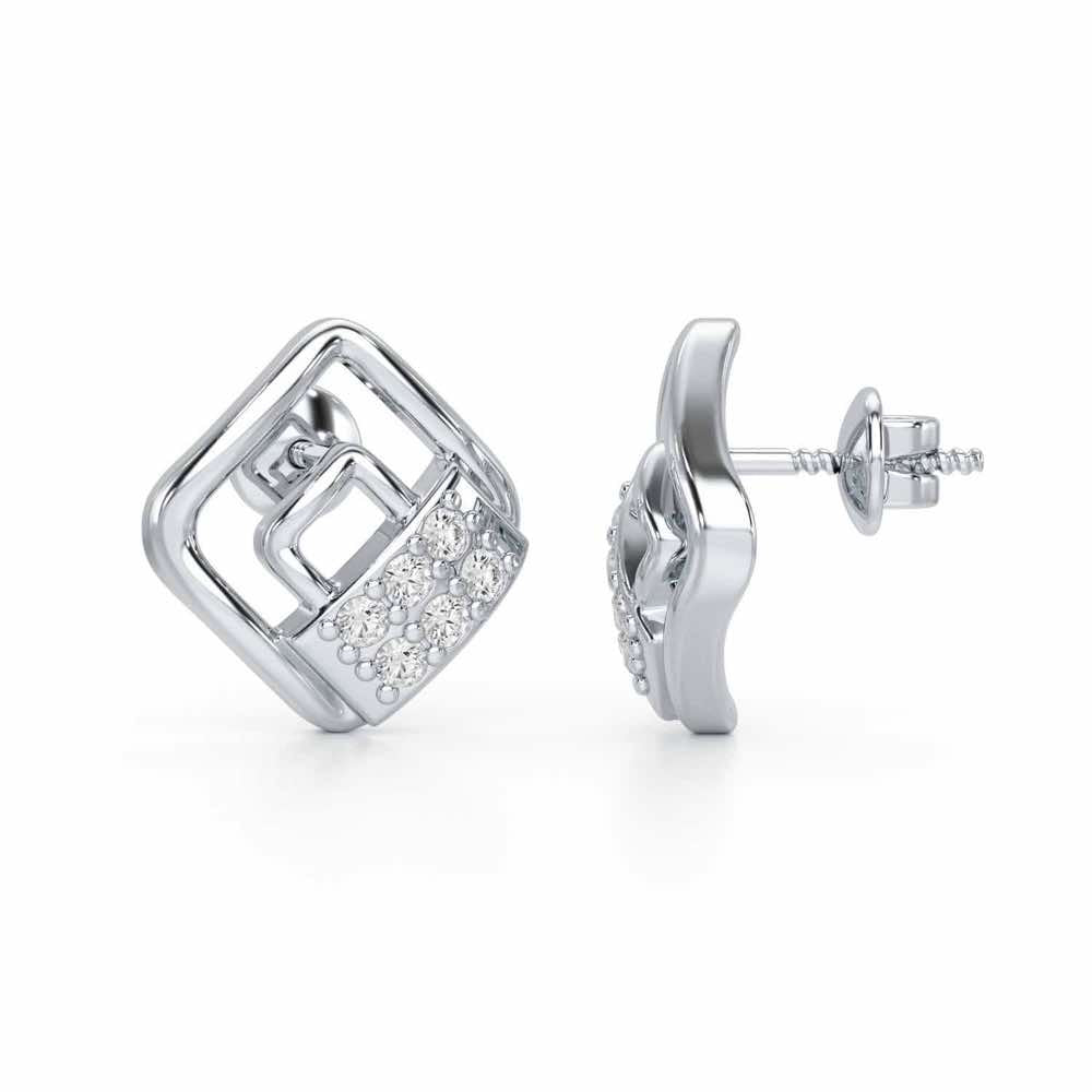 Eleganza Silver Earrings - White Gold - Image 4