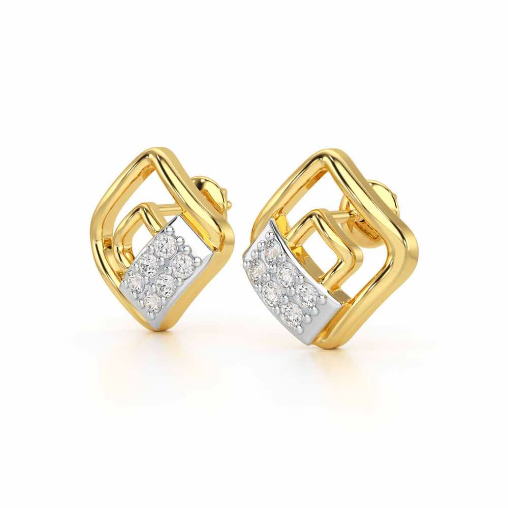 Eleganza Silver Earrings - Yellow Gold - Image 3