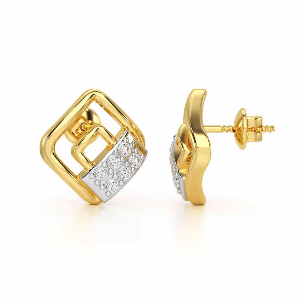 Eleganza Silver Earrings - Yellow Gold - Image 4