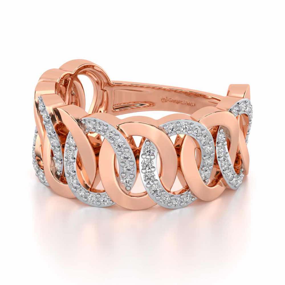 Elipse Overlap Silver Band Ring - Rose Gold - Image 2