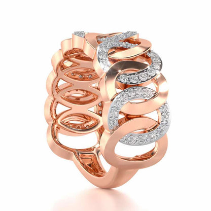 Elipse Overlap Silver Band Ring - Rose Gold - Image 3